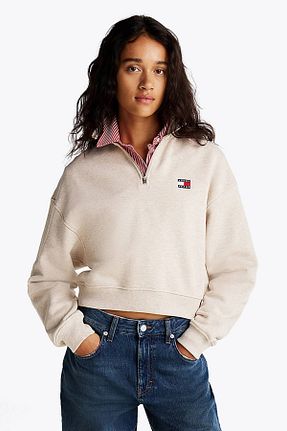 سوئیشرت بژ زنانه ساده Tommy Jeans - کد 884172899