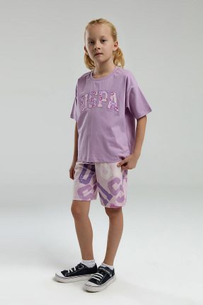 ست بالاتنه و پائین تنه بنفش بچه گانه بافت U.S. Polo Assn. - کد 884229493