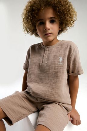 ست بالاتنه و پائین تنه بژ بچه گانه بافت U.S. Polo Assn. - کد 884232370