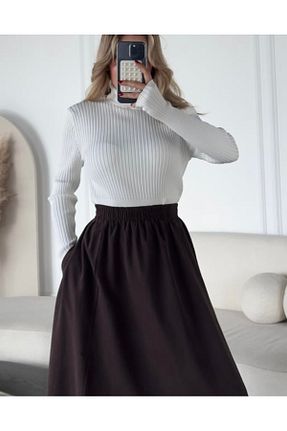 دامن قهوه ای زنانه پنبه ای nizzell - کد 884249842