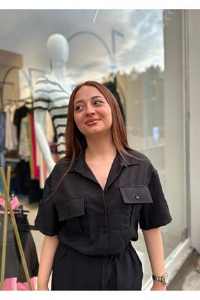 سرهمی مشکی زنانه آستین کوتاه Styleistanbul - کد 884283594