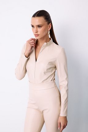 بلوز طوسی زنانه ساده Sateen - کد 376220304