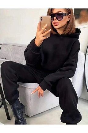 ست بالاتنه و پائین تنه مشکی زنانه بافتنی SUPER POZE - کد 884316988