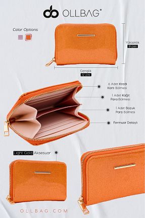کیف پول نارنجی زنانه سایز متوسط OLLBAG - کد 867826993
