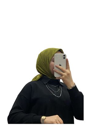 روسری سبز کرپ ساتن ابریشم Harem - کد 884375160