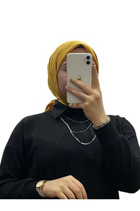 روسری زرشکی کرپ ساتن ابریشم Harem - کد 884375165