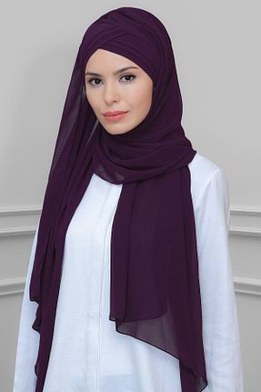 شال بنفش زنانه شیفون HÜRREM BONE - کد 209129296