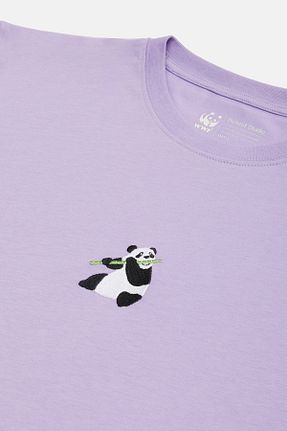 تیشرت بنفش زنانه گشاد WWF Market - کد 696718888
