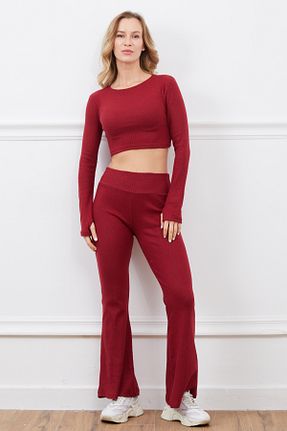 ست بالاتنه و پائین تنه زرشکی زنانه لیکرا DPARİS - کد 884476601