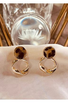 گوشواره جواهر طلائی برنجی takıtarzım - کد 884496367