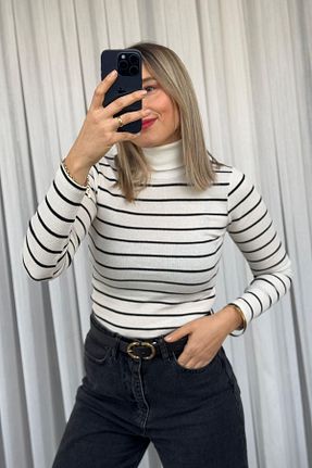 پلیور سفید زنانه Comfort KUBOS MODA - کد 884530258