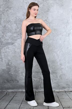شلوار مشکی زنانه چرم مصنوعی MAXFIT - کد 884557652