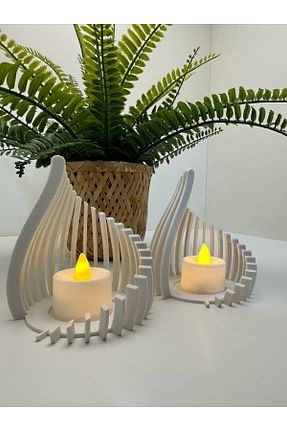 شمعدان و شمع گیر سفید پلاستیک Butik - کد 884603539
