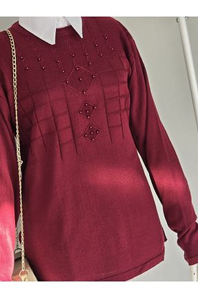 بلوز زرشکی زنانه تریکو ENDAMIM - کد 884637093