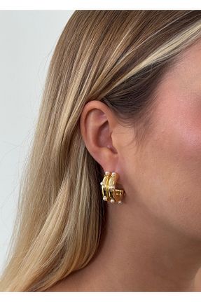 گوشواره جواهر طلائی مروارید KİLİGİSTANBUL - کد 884663341