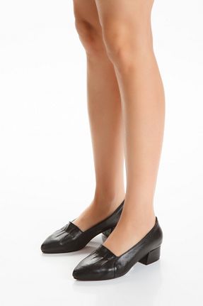 کفش پاشنه بلند کلاسیک مشکی زنانه چرم خالص elvinshoes - کد 884824787