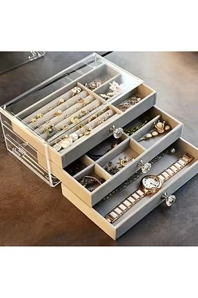 نظم دهنده جواهرات و آرایش طوسی مخمل İthal - کد 884835207