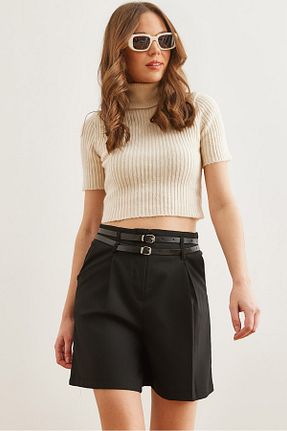 شلوارک و برمودا مشکی زنانه Straight Olalook - کد 882232906
