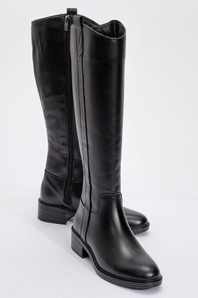 چکمه مشکی زنانه چرم خالص luvishoes - کد 57302680