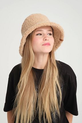 کلاه بژ زنانه پلی استر robanu - کد 882257858