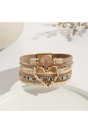 دستبند جواهر بژ زنانه GlassySKY - کد 882299495