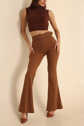 شلوار پارچه ای قهوه ای زنانه فاق نرمال VıoShıne - کد 781010850