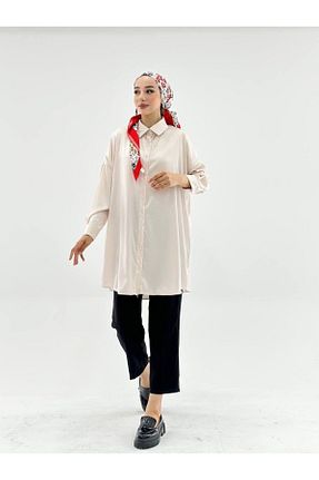 پیراهن حجاب بژ زنانه اورسایز VıoShıne - کد 762588615