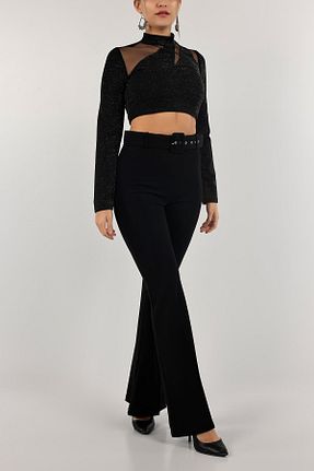 شلوار پارچه ای مشکی زنانه فاق نرمال VıoShıne - کد 781010755