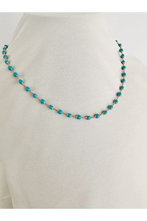 گردنبند جواهر طوسی زنانه روکش طلا DAMSMOOD - کد 802495236