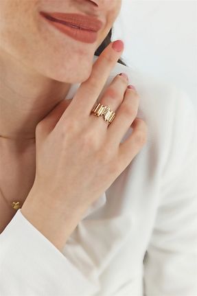 انگشتر استیل (فولاد) طلائی زنانه استیل (فولاد) Çlk Accessories - کد 735182076