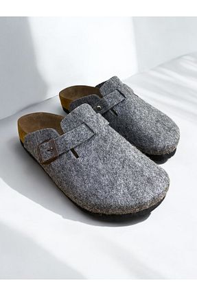 دمپائی طوسی زنانه چرم مصنوعی DİLEK SHOES - کد 869873813