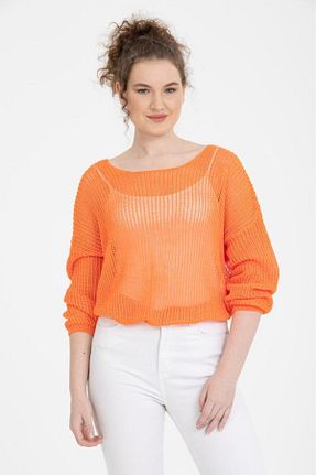 پلیور نارنجی زنانه ساده Su Moda - کد 682955543