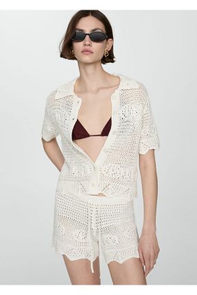 شلوارک و برمودا سفید زنانه رگولار MANGO - کد 829359317