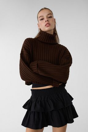 پلیور قهوه ای زنانه ساده Stradivarius - کد 882467737