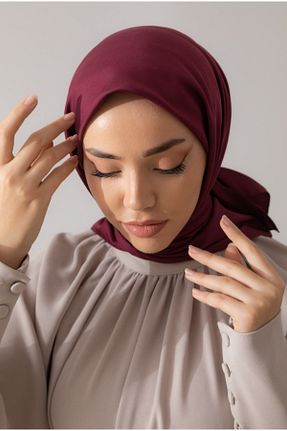 روسری زرشکی 90 x 90 Silk Home - کد 882474821