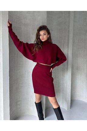 ست بالاتنه و پائین تنه زرشکی زنانه تریکو Badiva Fashion - کد 882491896