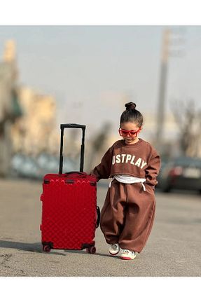 ست بالاتنه و پائین تنه قهوه ای بچه گانه بافت npLStore - کد 882644794