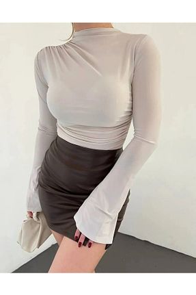 بلوز بژ زنانه ساده peri tower - کد 882603631