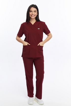 ست بالاتنه و پائین تنه زرشکی زنانه بافتنی shop - کد 882626694
