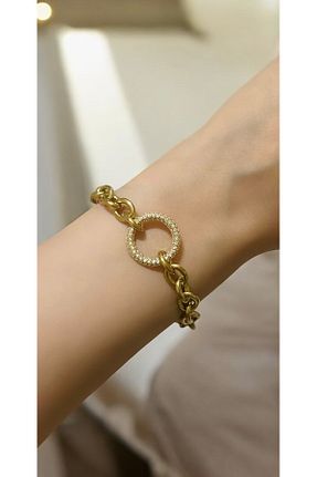 دستبند استیل (فولاد) طلائی زنانه استیل (فولاد) İthal - کد 882622165