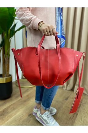 کیف دوشی قرمز زنانه چرم مصنوعی H&D COLLECTİON - کد 882684699