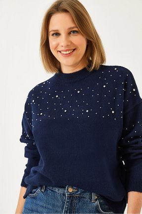 پلیور سرمه ای زنانه تنگ Bianco Lucci - کد 761549815