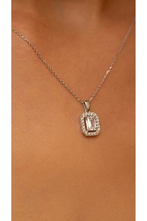 گردنبند طلا سفید زنانه 8 عیار Safir Kuyumculuk - کد 882761976