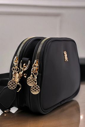 کیف دوشی مشکی مردانه چرم مصنوعی Les Crioch - کد 787365315