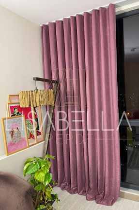 پرده زمینه صورتی مخمل LisabellaHome - کد 882468414