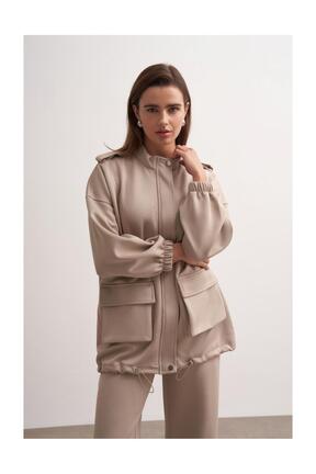 ست بالاتنه و پائین تنه حجاب بژ زنانه رگولار FUSHYA - کد 882824286