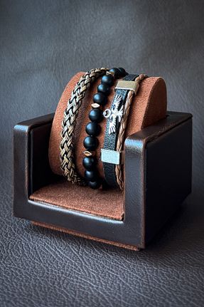 دستبند جواهر مشکی مردانه سنگ طبیعی Onouqo - کد 882850379
