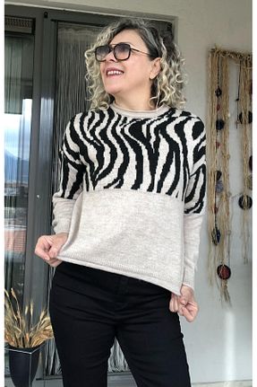 پلیور نباتی زنانه اورسایز Dila Butik - کد 882859293