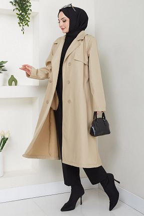 ترنچکت حجاب بژ زنانه پلی استر hafsamina - کد 882872378