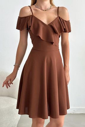 لباس قهوه ای زنانه کرپ Deafox - کد 660407377
